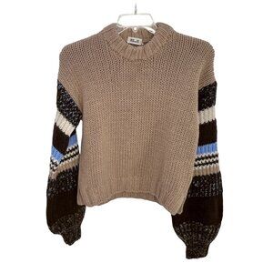 Baum und Pferdgarten Colorblock Chunky Knit Sweater in Taupe Multi NWT - Size XS